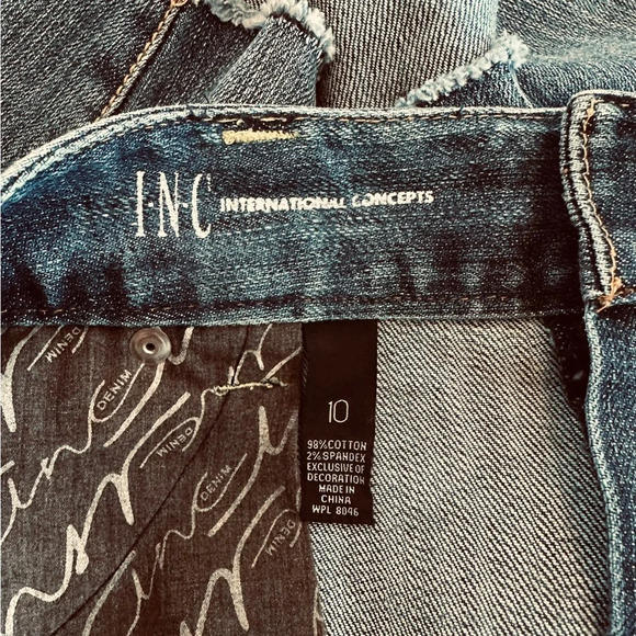 INC Beaded and Fringed Denim Shorts - Picture 4 of 5